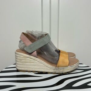Sorel Cameron espadrille wedge pink orange blue sandals